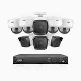 H500 - 3K 16 Kanal PoE Überwachungskamera-Set mit 4 Bullet Kameras & 4 Dome Kameras, EXIR Nachtsicht 2.0, Eingebautes Mikrofon, Unterstützt RTSP und ONVIF, funktioniert mit Alexa, IP67